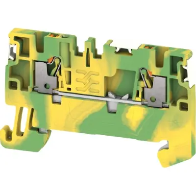 Protective conductor terminal, push-in connection, 0.14-1.5 mm², 2 pole, 6 kV, green/yellow, 2674610000 - 1