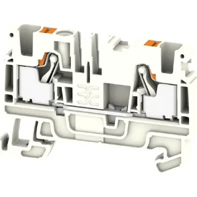 Protective conductor terminal, push-in connection, 0.14-6.0 mm², 2 pole, 8 kV, white, 2734150000 - 1