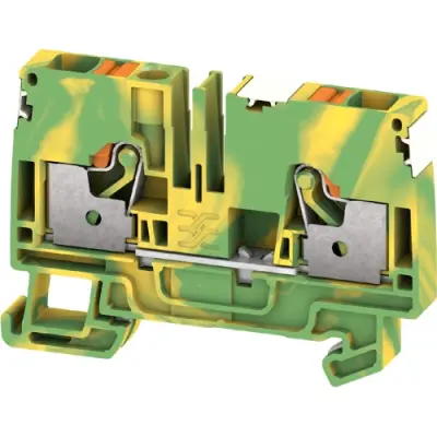 Protective conductor terminal, push-in connection, 0.34-6.0 mm², 2 pole, 8 kV, green/yellow, 2674890000 - 1