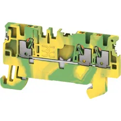 Protective conductor terminal, push-in connection, 0.14-1.5 mm², 3 pole, 6 kV, green/yellow, 2674650000