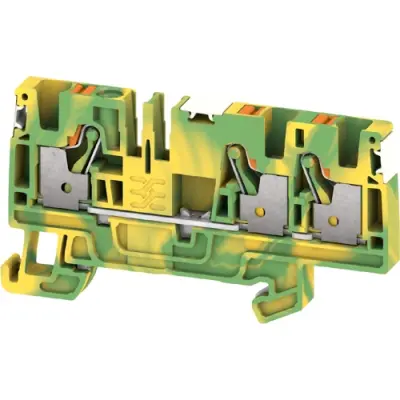 Protective conductor terminal, push-in connection, 0.14-6.0 mm², 3 pole, 8 kV, green/yellow, 2674830000 - 1