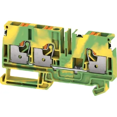 Protective conductor terminal, push-in connection, 0.34-6.0 mm², 3 pole, 8 kV, green/yellow, 2674930000 - 1