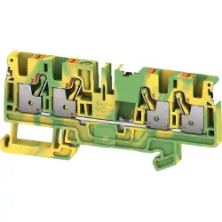 Protective conductor terminal, push-in connection, 0.14-6.0 mm², 4 pole, 8 kV, green/yellow, 2674860000