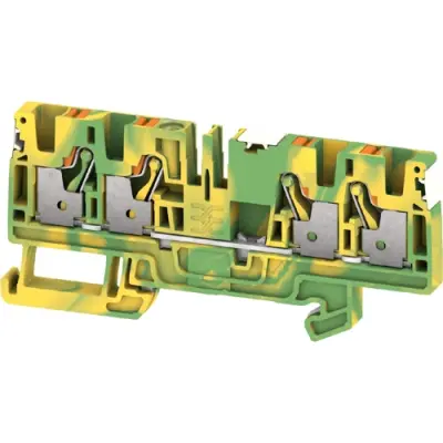 Protective conductor terminal, push-in connection, 0.14-6.0 mm², 4 pole, 8 kV, green/yellow, 2674860000 - 1