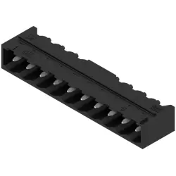 Pin header, 10 pole, pitch 5.08 mm, angled, black, 1780260000