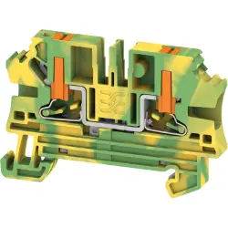Protective conductor terminal, push-in connection, 0.14-4.0 mm², 2 pole, 8 kV, green/yellow, 2847740000