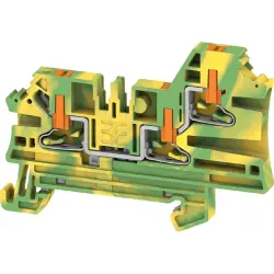 Protective conductor terminal, push-in connection, 0.14-2.5 mm², 3 pole, 8 kV, green/yellow, 2847600000