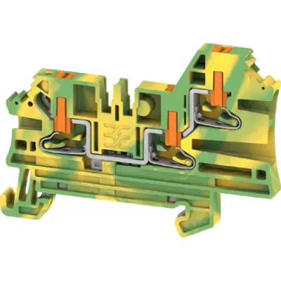 Protective conductor terminal, push-in connection, 0.14-2.5 mm², 3 pole, 8 kV, green/yellow, 2847600000 - 1