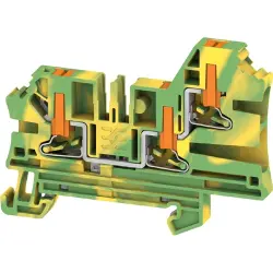 Protective conductor terminal, push-in connection, 0.14-4.0 mm², 3 pole, 8 kV, green/yellow, 2847750000