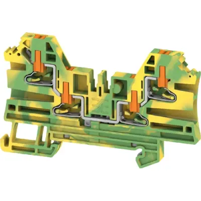 Protective conductor terminal, push-in connection, 0.14-2.5 mm², 4 pole, 8 kV, green/yellow, 2847610000 - 1