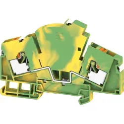 Protective conductor terminal, push-in connection, 0.5-6.0 mm², 2 pole, green/yellow, 2792430000