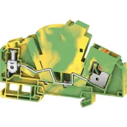 Protective conductor terminal, push-in connection, 0.5-10 mm², 2 pole, 6 kV, green/yellow, 2710120000
