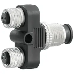 Adapter, 2 x M8 (3 pole, socket) to M12 (4 pole, plug), Y-shape, 1783420000