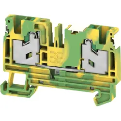 Protective conductor terminal, snap-in, 0.75-4.0 mm², 2 pole, 8 kV, green/yellow, 2874970000