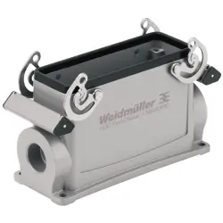 Surface mount housing, size D64, die-cast aluminum, 2 x M32, angled, cross bow locking, IP65, 1786880000