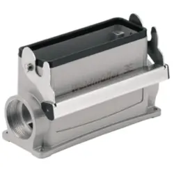 Surface mount housing, size D64, die-cast aluminum, 2 x M32, angled, longitudinal bow locking, IP65, 1786900000