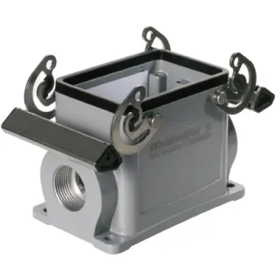 Surface mount housing, size A32, die-cast aluminum, 2 x M25, angled, cross bow locking, IP65, 1788040000 - 1