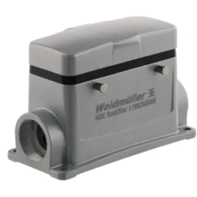 Surface mount housing, size B16, die-cast aluminum, 2 x M25, angled, cross bow locking, IP65, 1788260000 - 1