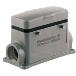 Surface mount housing, size B16, die-cast aluminum, 2 x M25, angled, cross bow locking, IP65, 1788260000