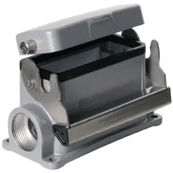 Surface mount housing, size B16, die-cast aluminum, 2 x M25, angled, longitudinal bow locking, IP65, 1788270000