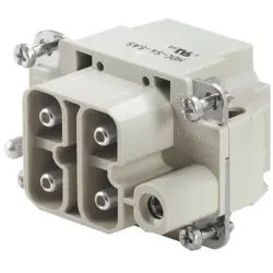 Pin contact insert, 3, 4 pole, equipped, axial screw connection, with PE contact, 1789990000
