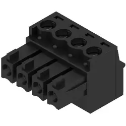 Socket header, 4 pole, pitch 3.81 mm, straight, black, 1792790000