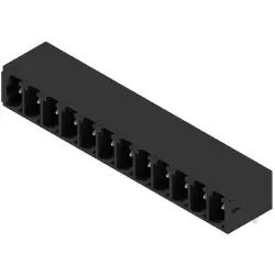 Pin header, 12 pole, pitch 3.81 mm, angled, black, 1793200000