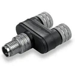 Adapter, 2 x M8 (4 pole, socket) to M8 (3 pole, plug), Y-shape, 1805660000