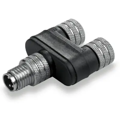 Adapter, 2 x M8 (4 pole, socket) to M8 (3 pole, plug), Y-shape, 1805660000 - 1