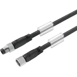 Sensor actuator cable, M8-cable plug, straight to M8-cable socket, straight, 3 pole, 0.7 m, PUR, black, 4 A, 1952230070