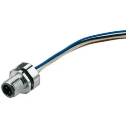 Panel plug, M12, 5 pole, strand connection, straight, 1814900000