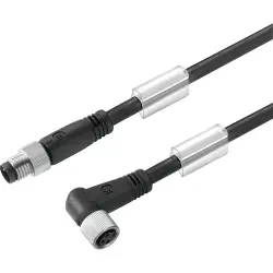 Sensor actuator cable, M8-cable plug, straight to M8-cable socket, angled, 4 pole, 1.5 m, PUR, black, 4 A, 1857660150