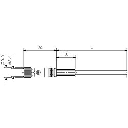 Sensor actuator cable, M8-cable socket, straight to open end, 3 pole, 17 m, PVC, black, 4 A, 1927241700 (1)