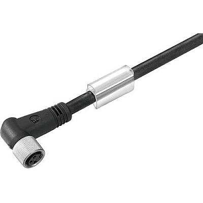 Sensor actuator cable, M8-cable socket, angled to open end, 3 pole, 10 m, PVC, black, 4 A, 1927321000 - 1