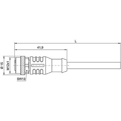 Sensor actuator cable, M12-cable socket, straight to open end, 12 pole, 1 m, PUR, black, 1.5 A, 1879710100 - 2