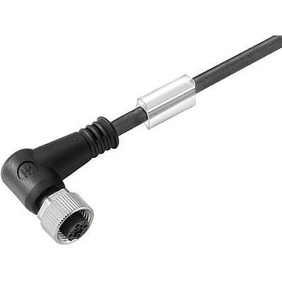 Sensor actuator cable, M12-cable socket, angled to open end, 12 pole, 1 m, PUR, black, 1.5 A, 1898240100 - 1