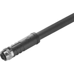 Sensor actuator cable, M12-cable socket, straight to open end, 3 pole, 0.25 m, PUR, black, 12 A, 2706670025
