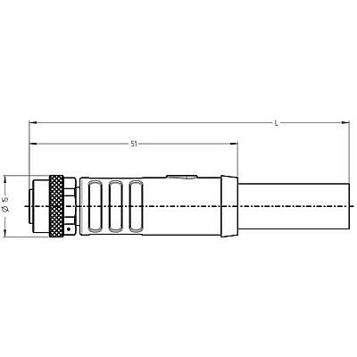Sensor actuator cable, M12-cable socket, straight to open end, 3 pole, 1.5 m, PUR, black, 12 A, 2706670150 - 2