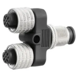 Adapter, 2 x M12 (5 pole, socket) to M12 (5 pole, plug), Y-shape, 1826880000