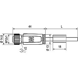 Sensor actuator cable, M12-cable socket, straight to open end, 4 pole, 2 m, PUR, black, 4 A, 1108740200 (1)