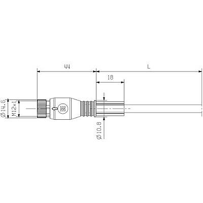Sensor actuator cable, M12-cable socket, straight to open end, 3 pole, 2 m, PUR, black, 4 A, 1150630200 - 2