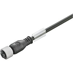 Sensor actuator cable, M12-cable socket, straight to open end, 4 pole, 5 m, PUR, black, 4 A, 1108740500