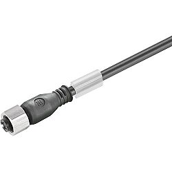 Sensor actuator cable, M12-cable socket, straight to open end, 3 pole, 5 m, PUR, black, 4 A, 1939410500