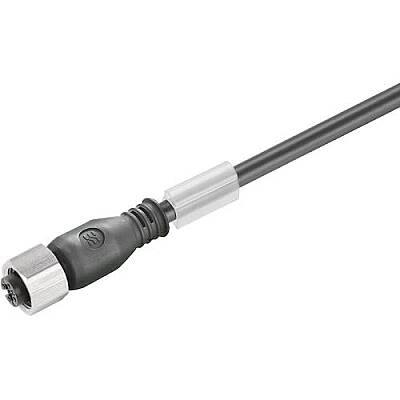 Sensor actuator cable, M12-cable socket, straight to open end, 3 pole, 5 m, PUR, black, 4 A, 1939410500 - 1