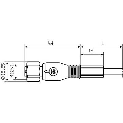 Sensor actuator cable, M12-cable socket, straight to open end, 3 pole, 5 m, PUR, black, 4 A, 1939410500 - 2