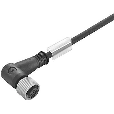 Sensor actuator cable, M12-cable socket, angled to open end, 4 pole, 10 m, PUR, black, 4 A, 1108781000 - 1