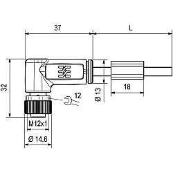 Sensor actuator cable, M12-cable socket, angled to open end, 4 pole, 10 m, PUR, black, 4 A, 1108781000 (1)