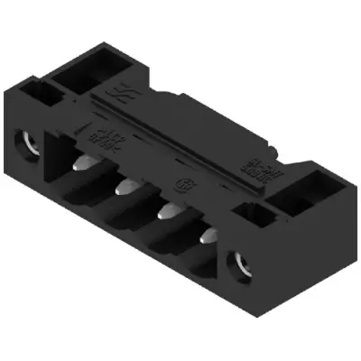 Pin header, 4 pole, pitch 5.08 mm, angled, black, 1837650000 - 1