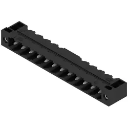 Pin header, 12 pole, pitch 5.08 mm, angled, black, 1837730000