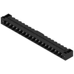 Pin header, 18 pole, pitch 5.08 mm, angled, black, 1837790000